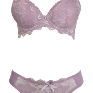 ensemble string soutien-gorge bonnet B pushup 3 agrafes parme