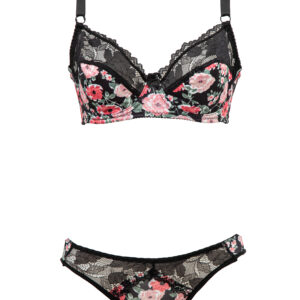 Ensemble soutien gorge bonnet C imprimé fleuri