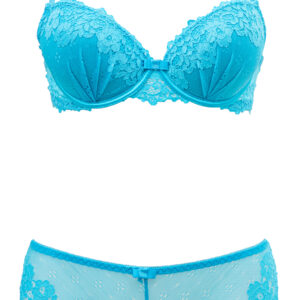 Ensemble soutien gorge tanga dentelle bleu