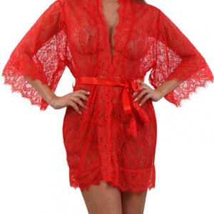 kimono/déshabillé dentelle rouge