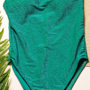 Maillot une piece de bain vert fil lurex