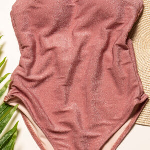 Maillot de bain 1 piece fil lurex rose
