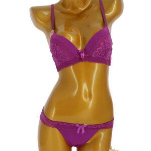 Ensemble soutien-gorge tanga dentelle fleur lilas