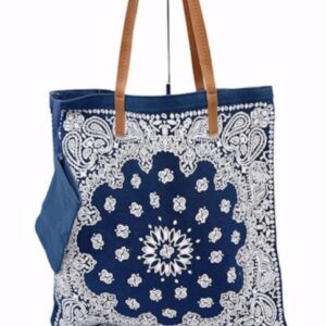 Sac tote bag motif bandana anse simili cuir