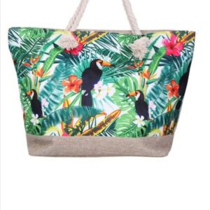 Sac plage motif toucan forêt tropicale