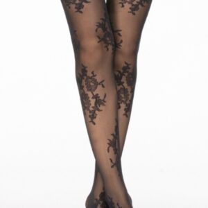 Collan noir  imprimé fleur 20 Denier