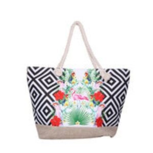 Sac de plage imprimé géométrique et tropicale