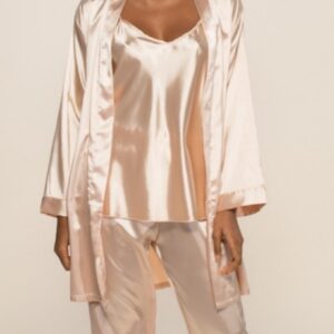 Ensemble satin kimono/pyjama 3 pièces