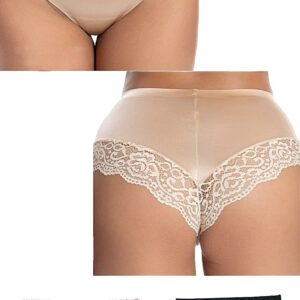 CULOTTE HAUTE AVEC DENTELLE DÉLICATE, INVISIBLE ET CONFORTABLE NOIR ET CHAIR