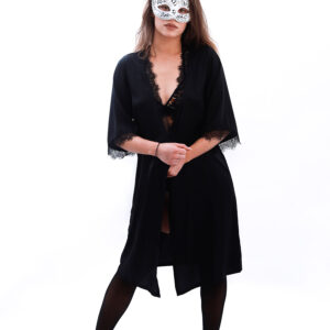 veste kimono satin noir