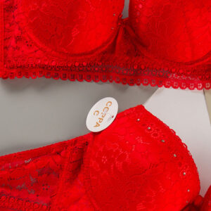 Soutien-gorge bonnet C rouge strass