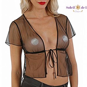 Top VIERGINA sexy sensuel en tulle finition laçage devant
